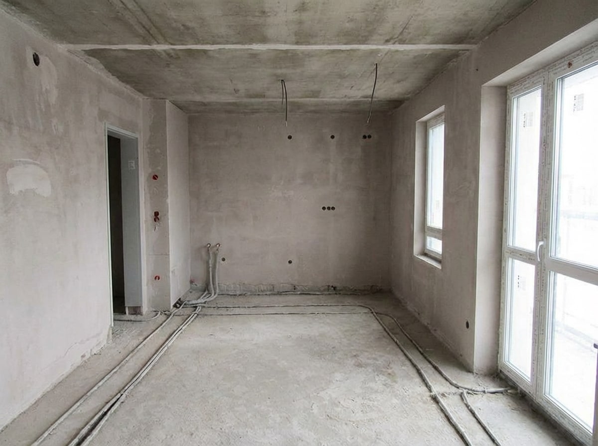 Leerer Rohbau vor Staging